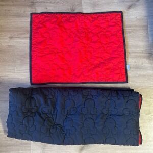 Disney Mickey Mouse Reversible Twin Quilt and Pillow Sham Set Red Black Kids Bed